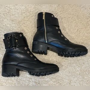 Karl Lagerfeld black booties with bling buckle!!